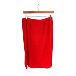 Vintage Dorset Red Midi Skirt 29" Length Womens Size 14 Made In Japan 50% Rayon